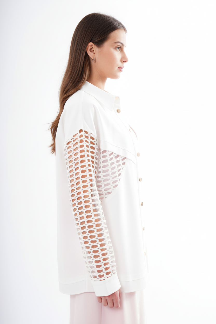 Woven Sleeve Shacket