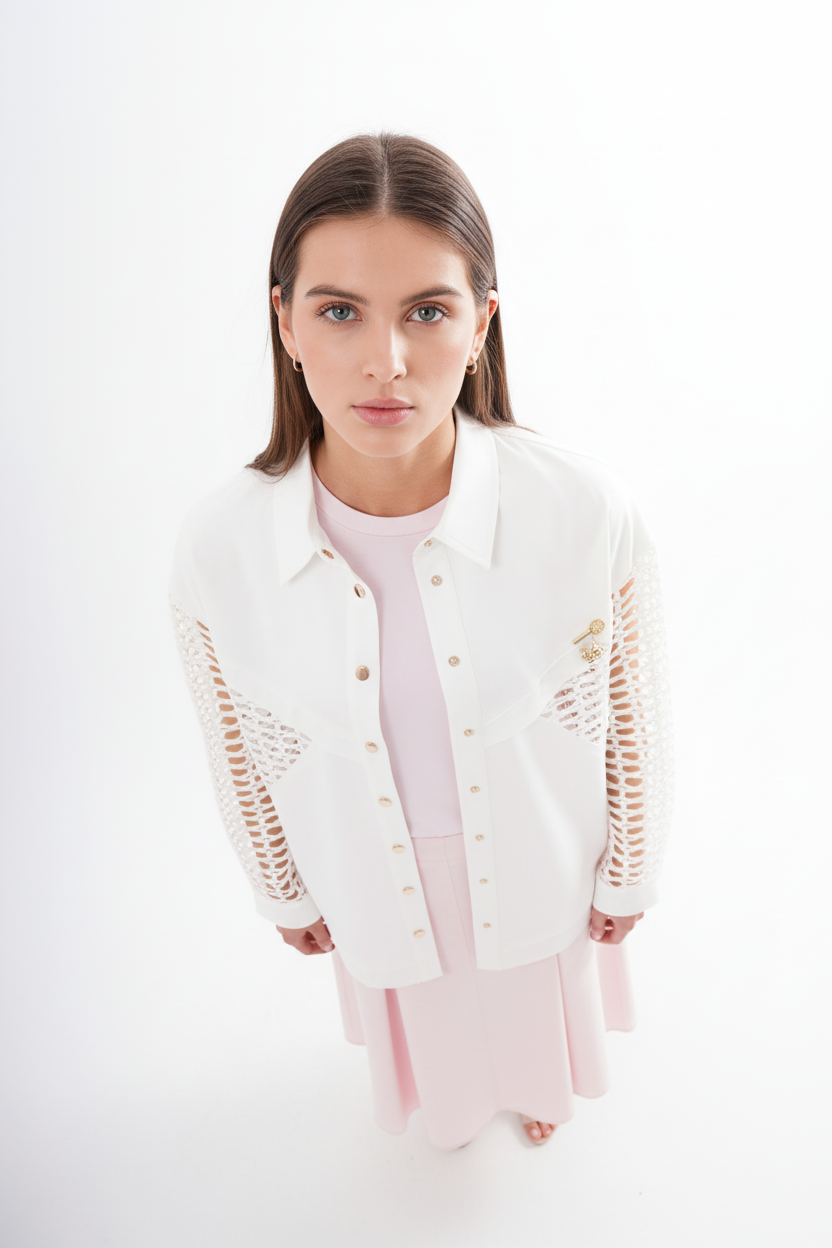 Woven Sleeve Shacket