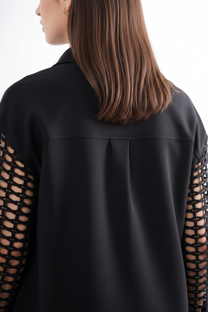 Woven Sleeve Shacket