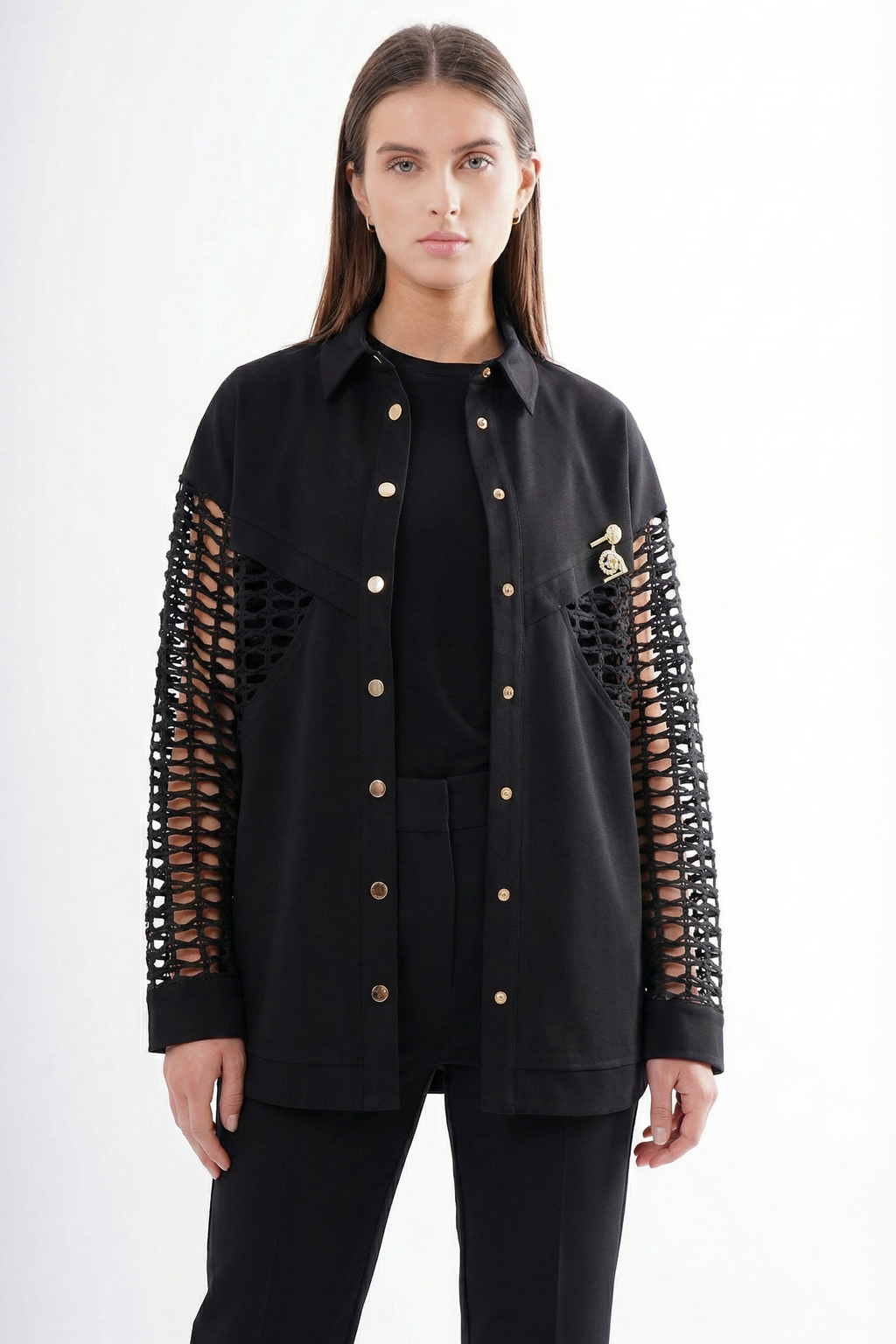 Woven Sleeve Shacket