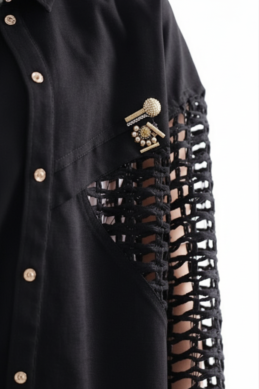Woven Sleeve Shacket