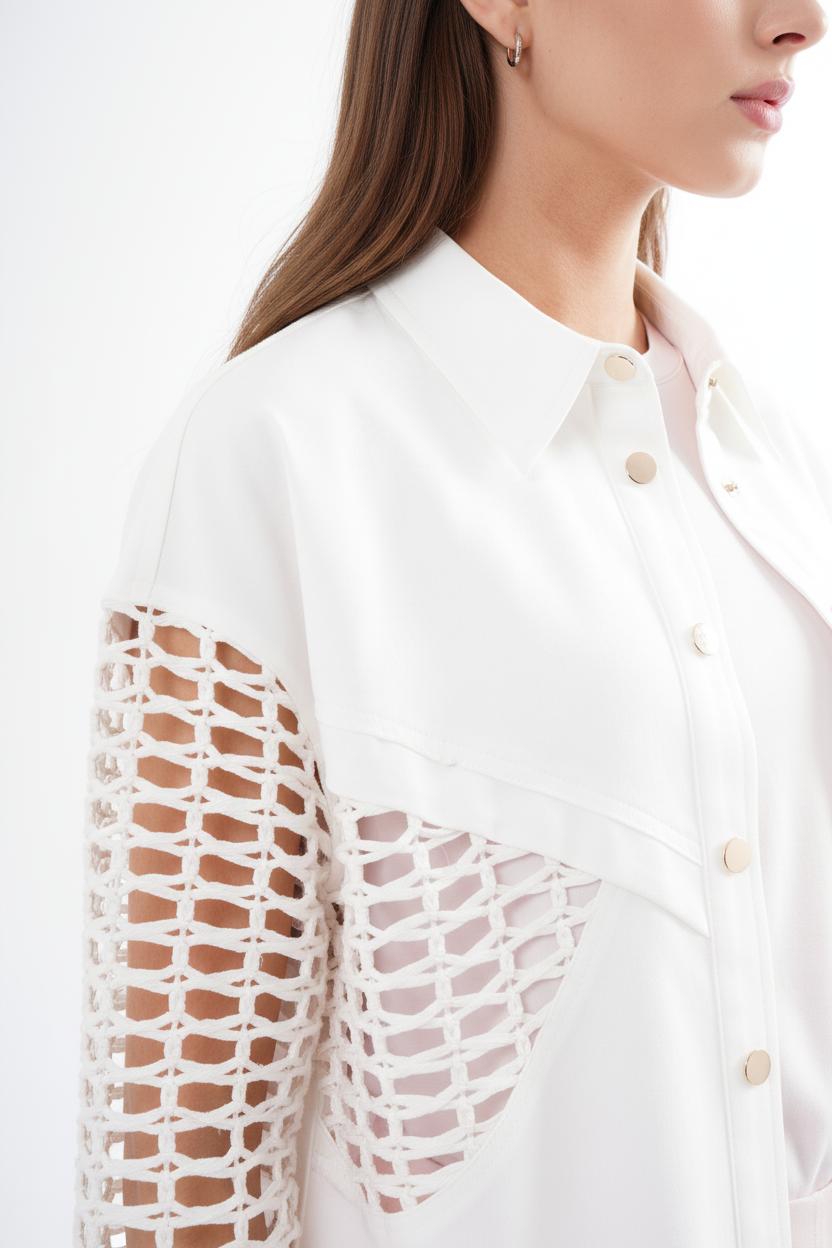 Woven Sleeve Shacket