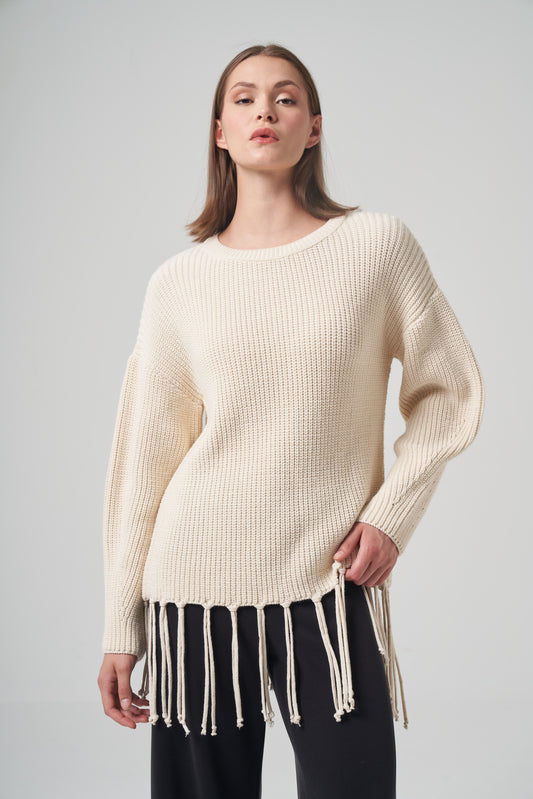 Fringe Hem Ribbed Knit