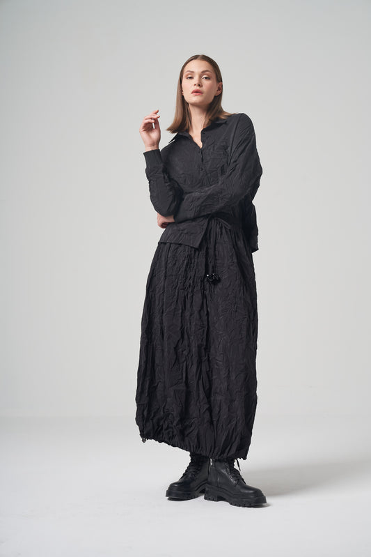 Crinkle Shirt & Bubble Skirt Set