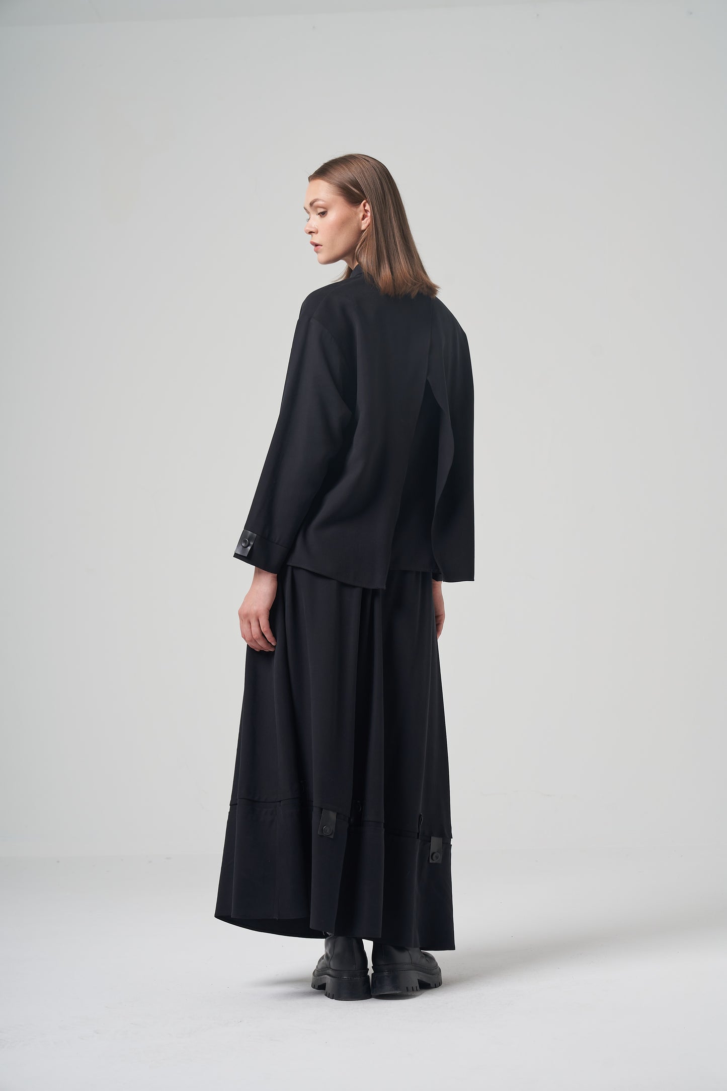 Leather Tab Button Shirt Set