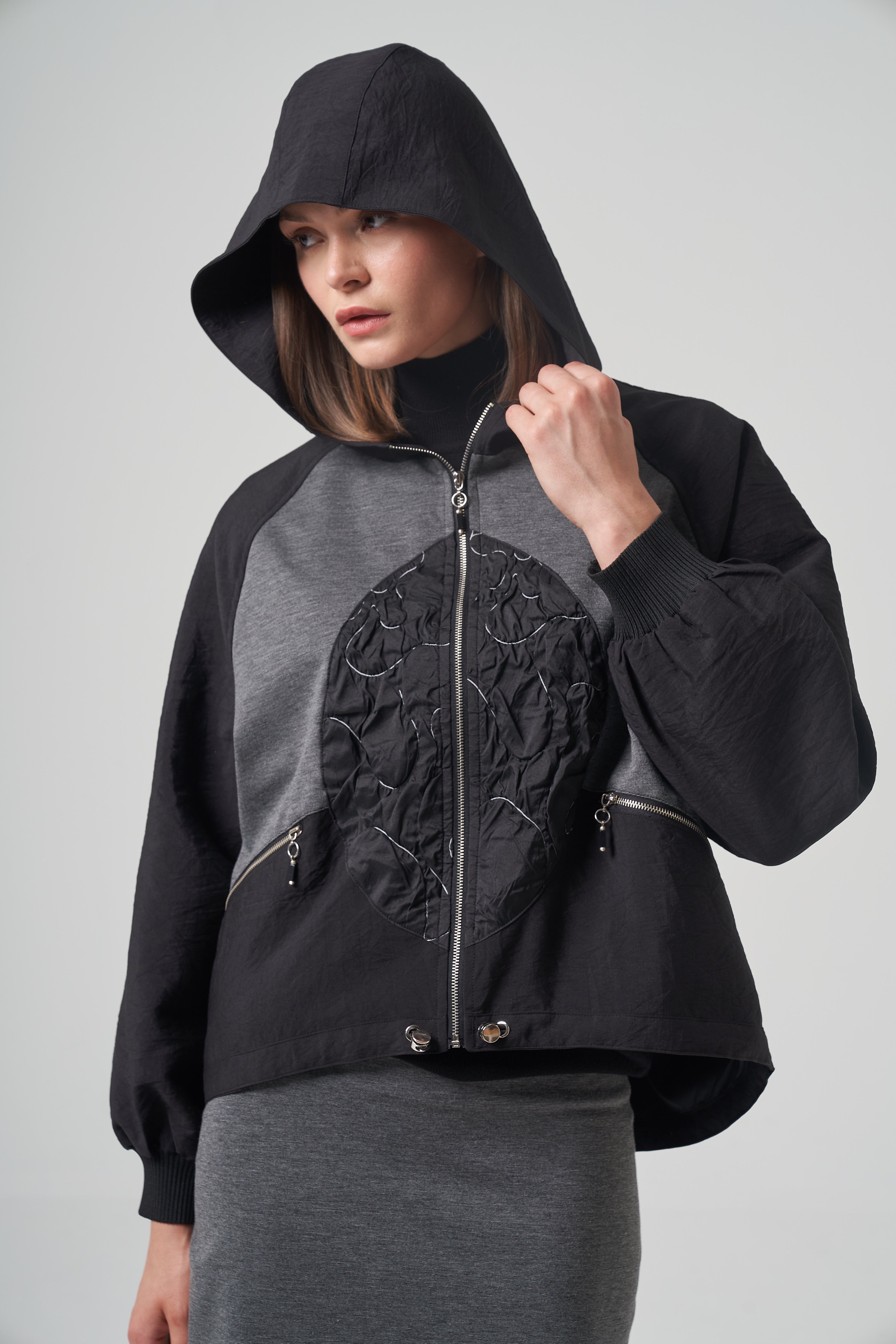 Abstract Patch Mixed Texture Skirt Set