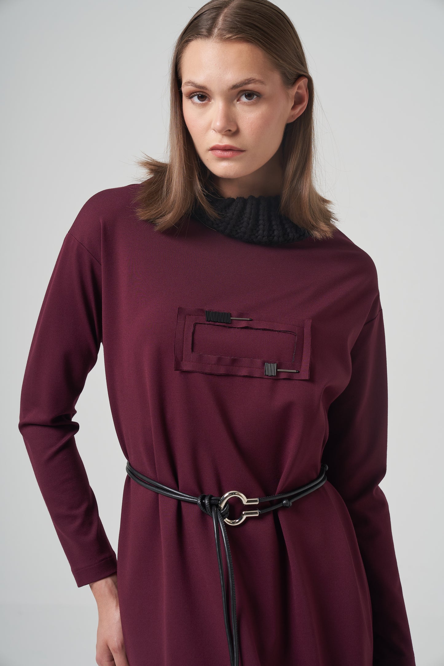 Knit Collar Mixed Dress