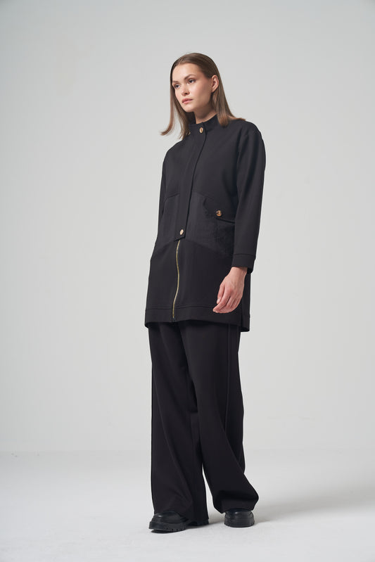 Modern Zip-Front Tunic Suit