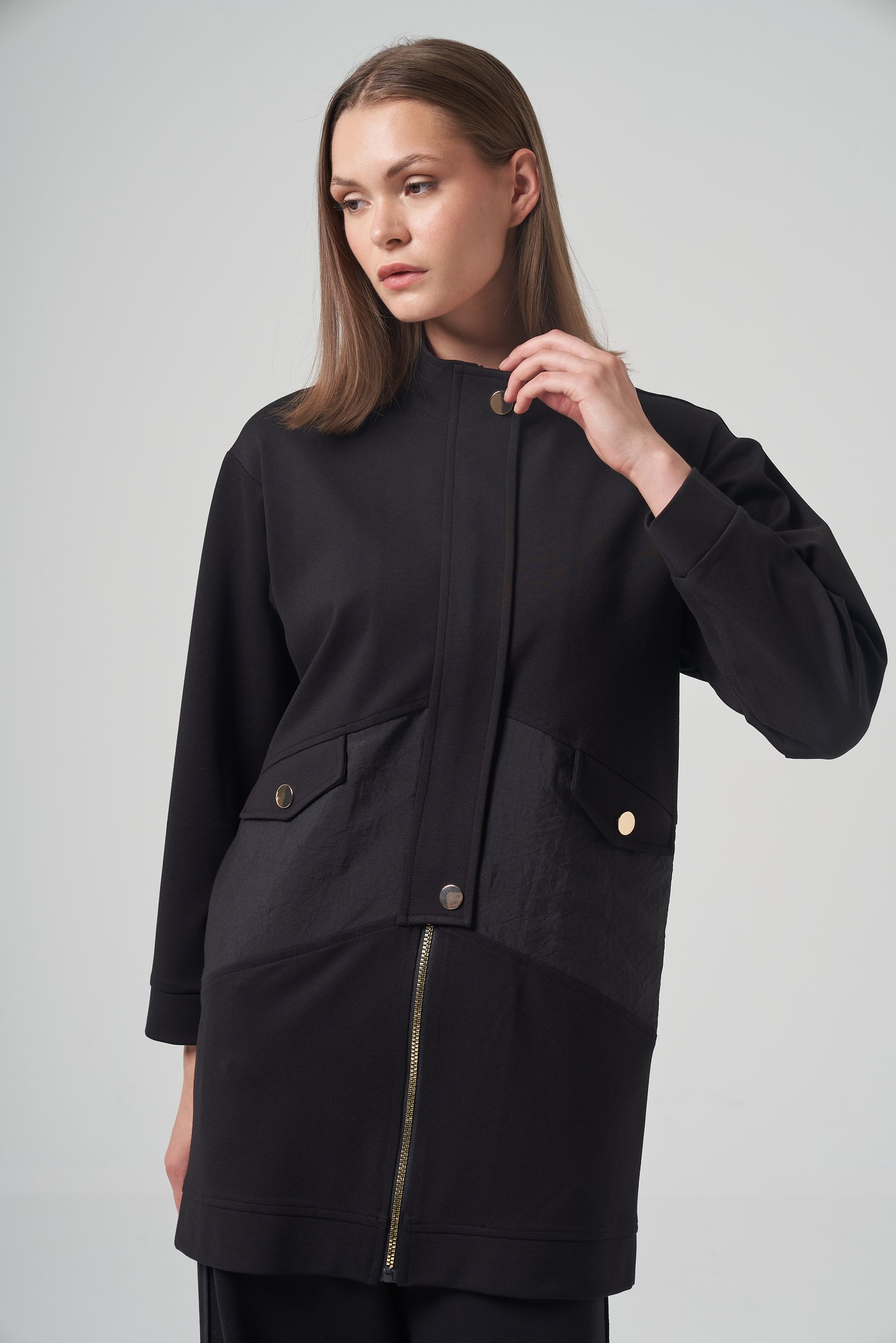 Modern Zip-Front Tunic Suit