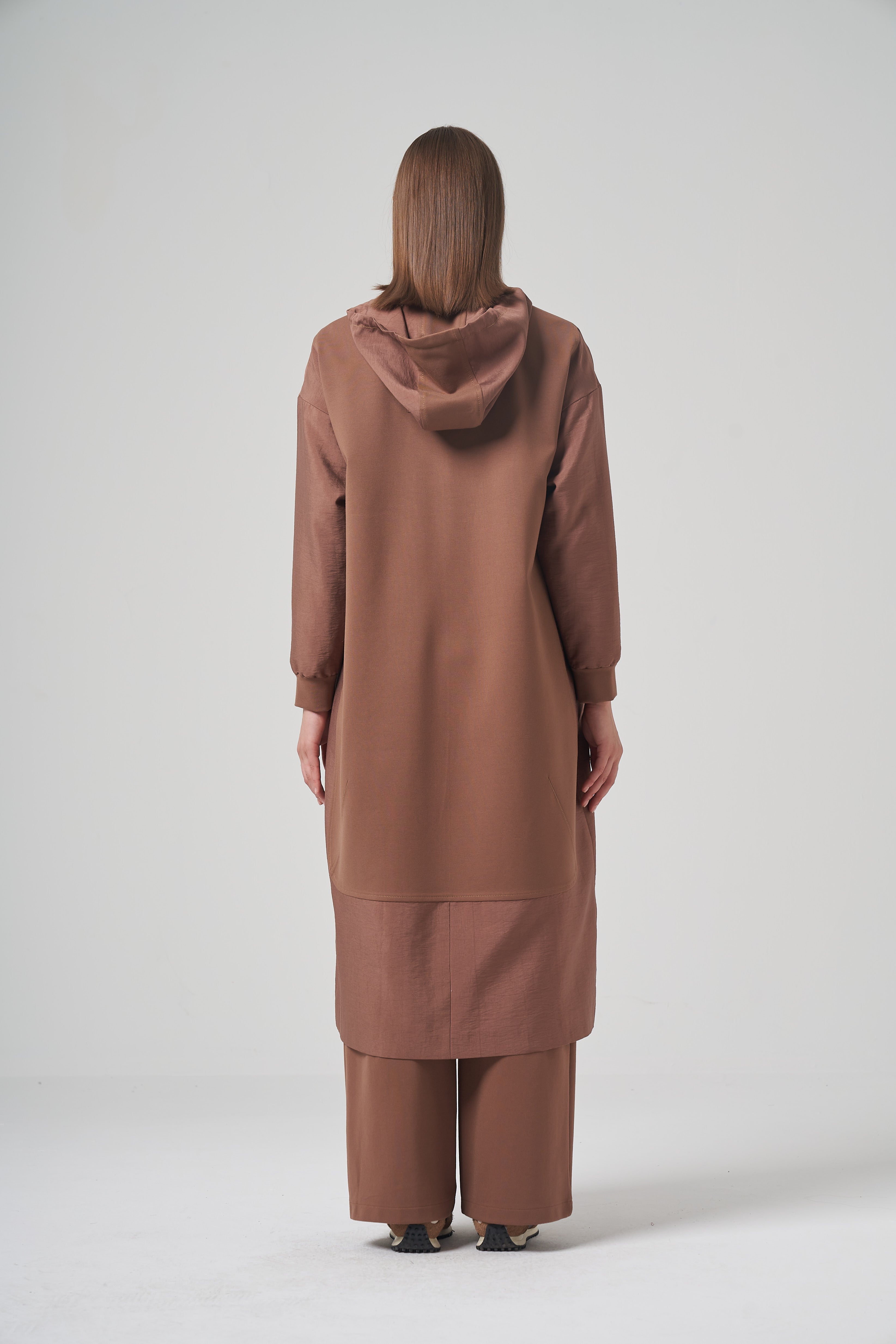 Gold Zip Longline Hooded Set