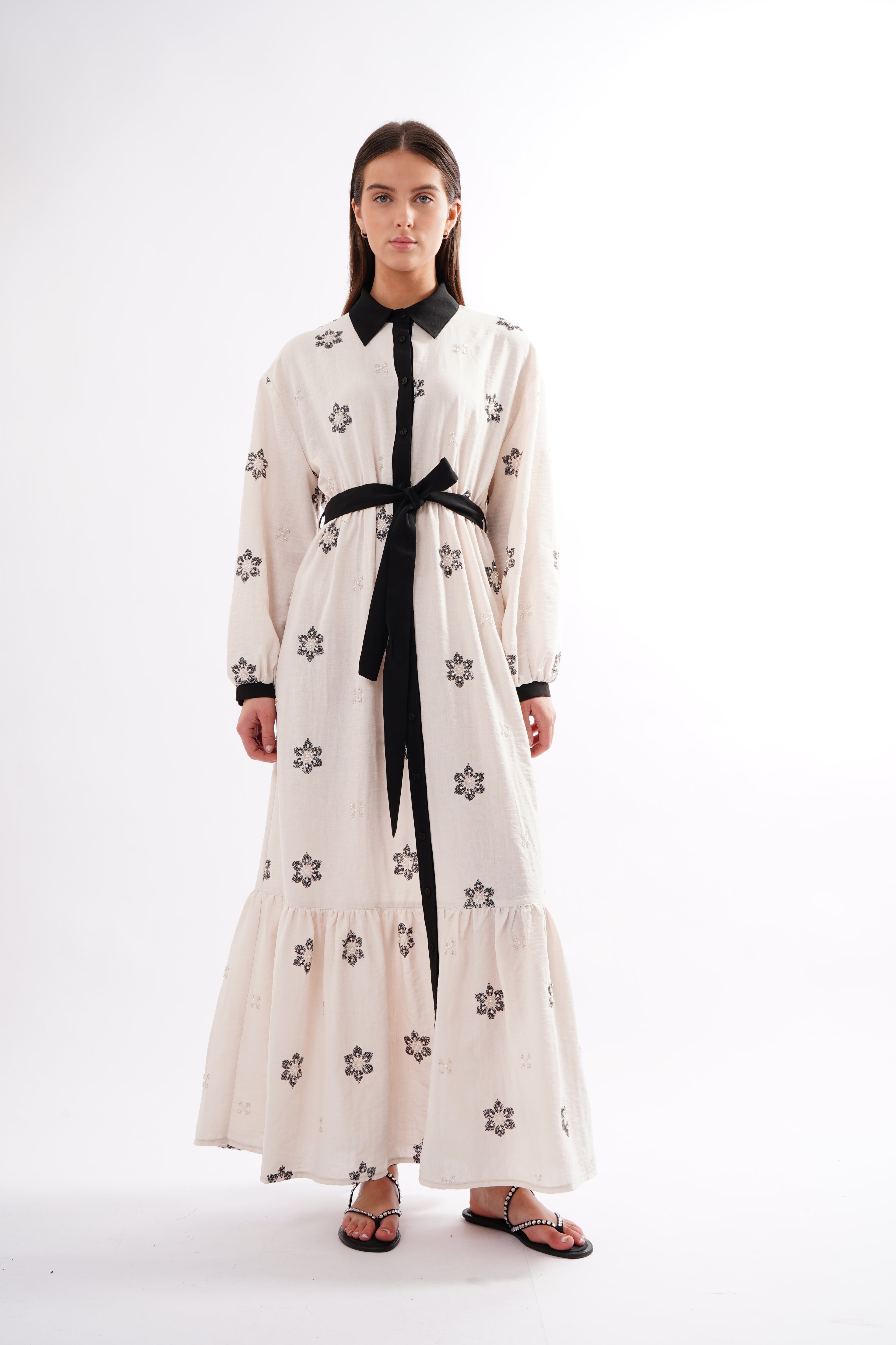 The Roza Black Beaded Maxi Dress