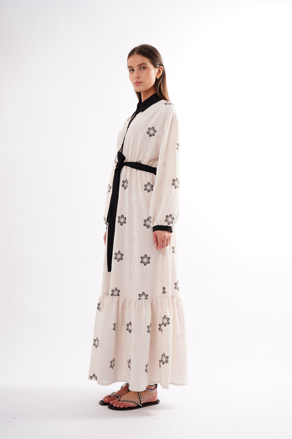 The Roza Black Beaded Maxi Dress