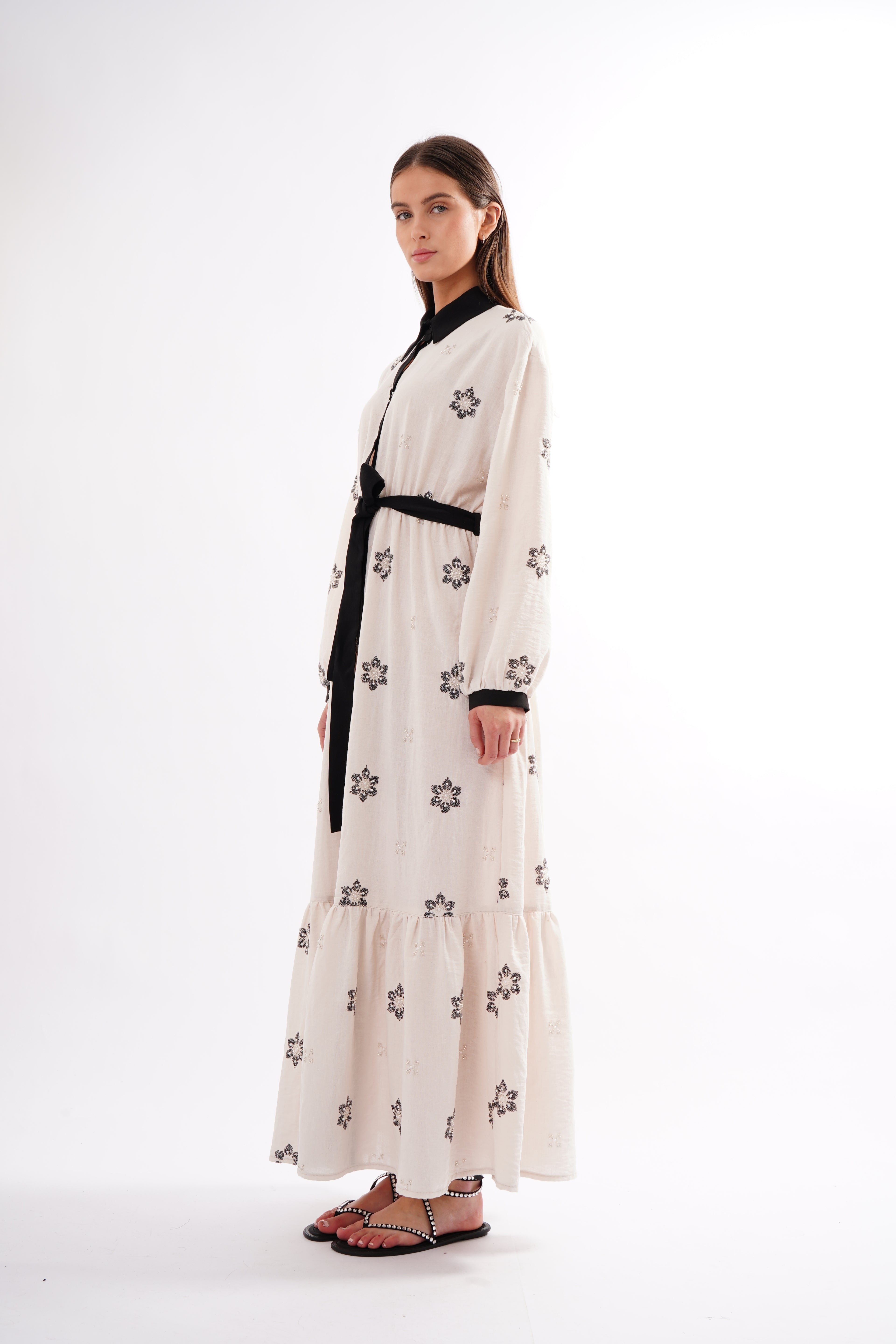 The Roza Black Beaded Maxi Dress