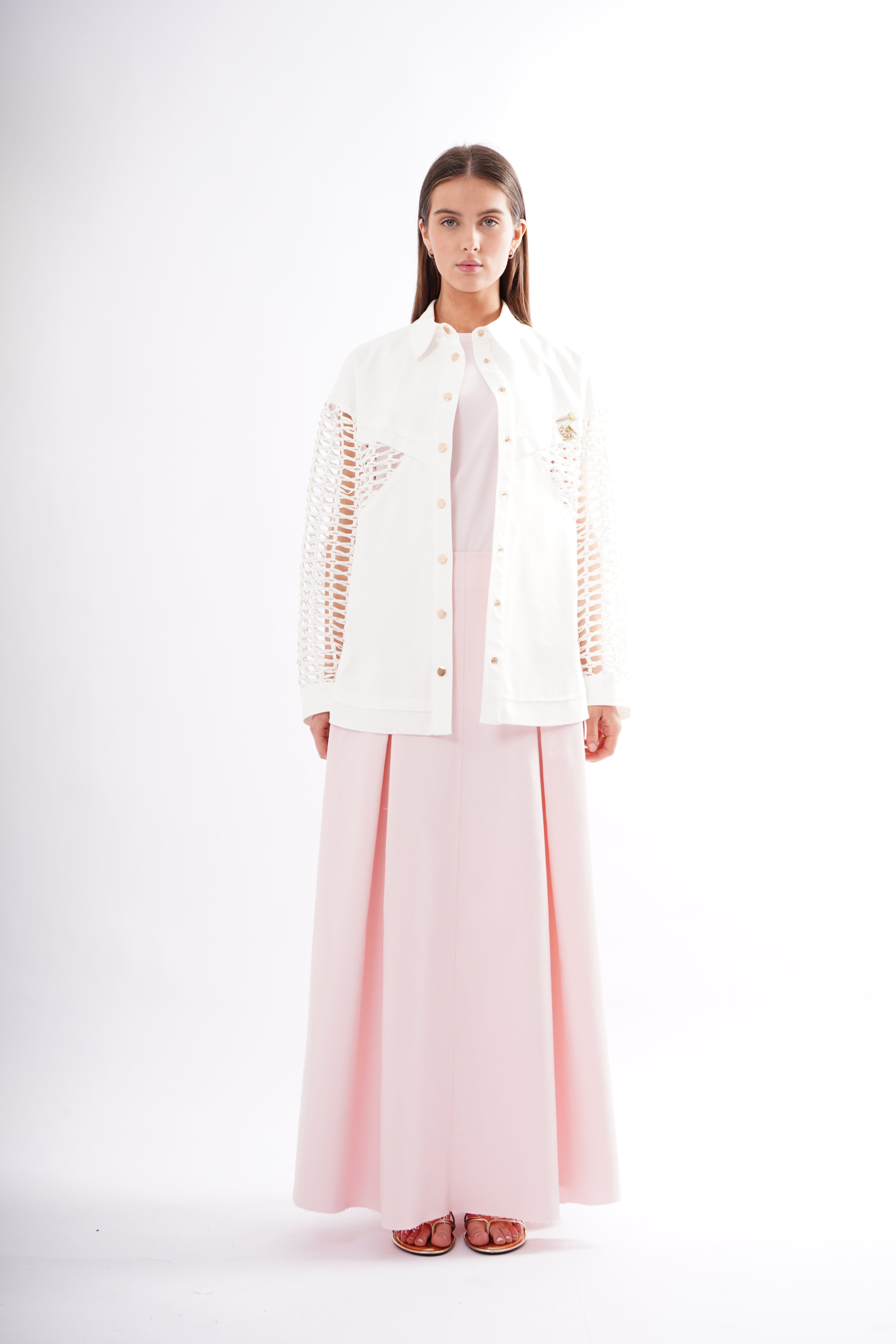 Woven Sleeve Shacket