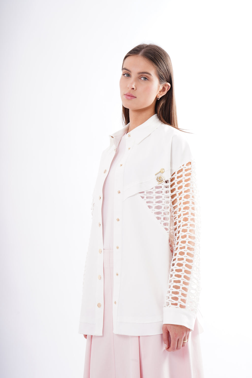 Woven Sleeve Shacket