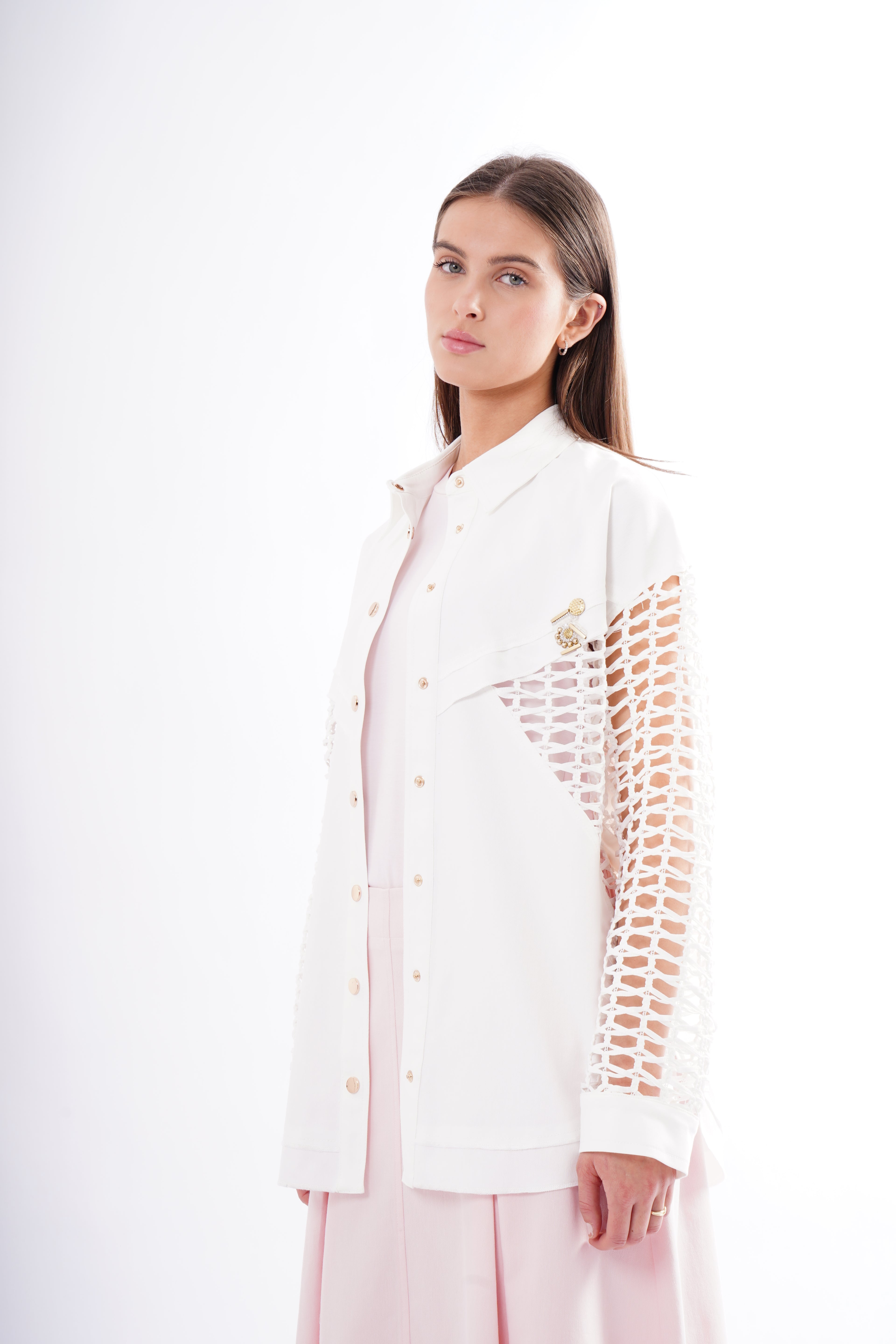 Woven Sleeve Shacket