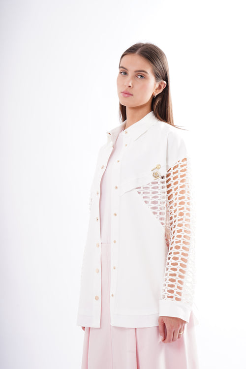 Woven Sleeve Shacket