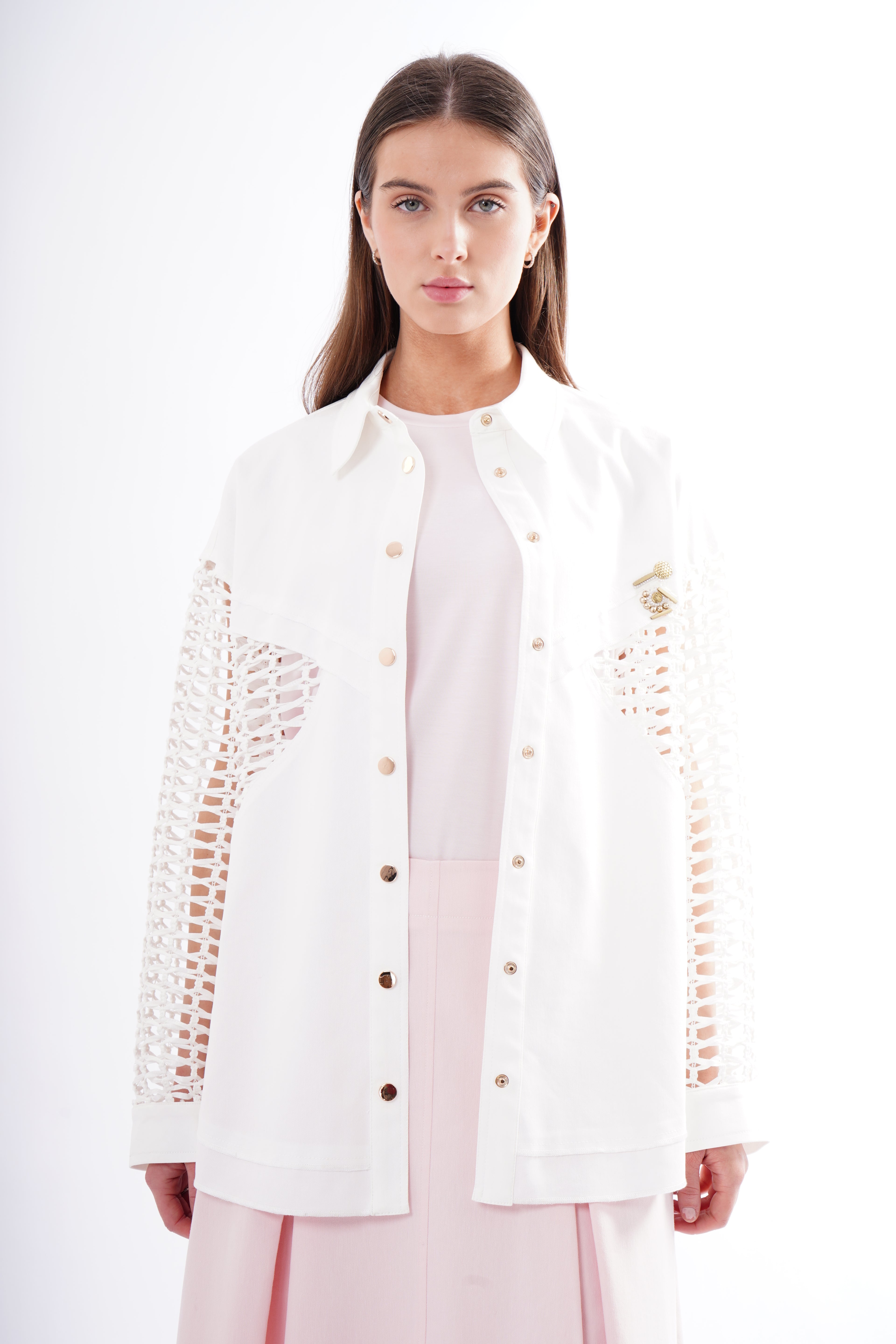 Woven Sleeve Shacket