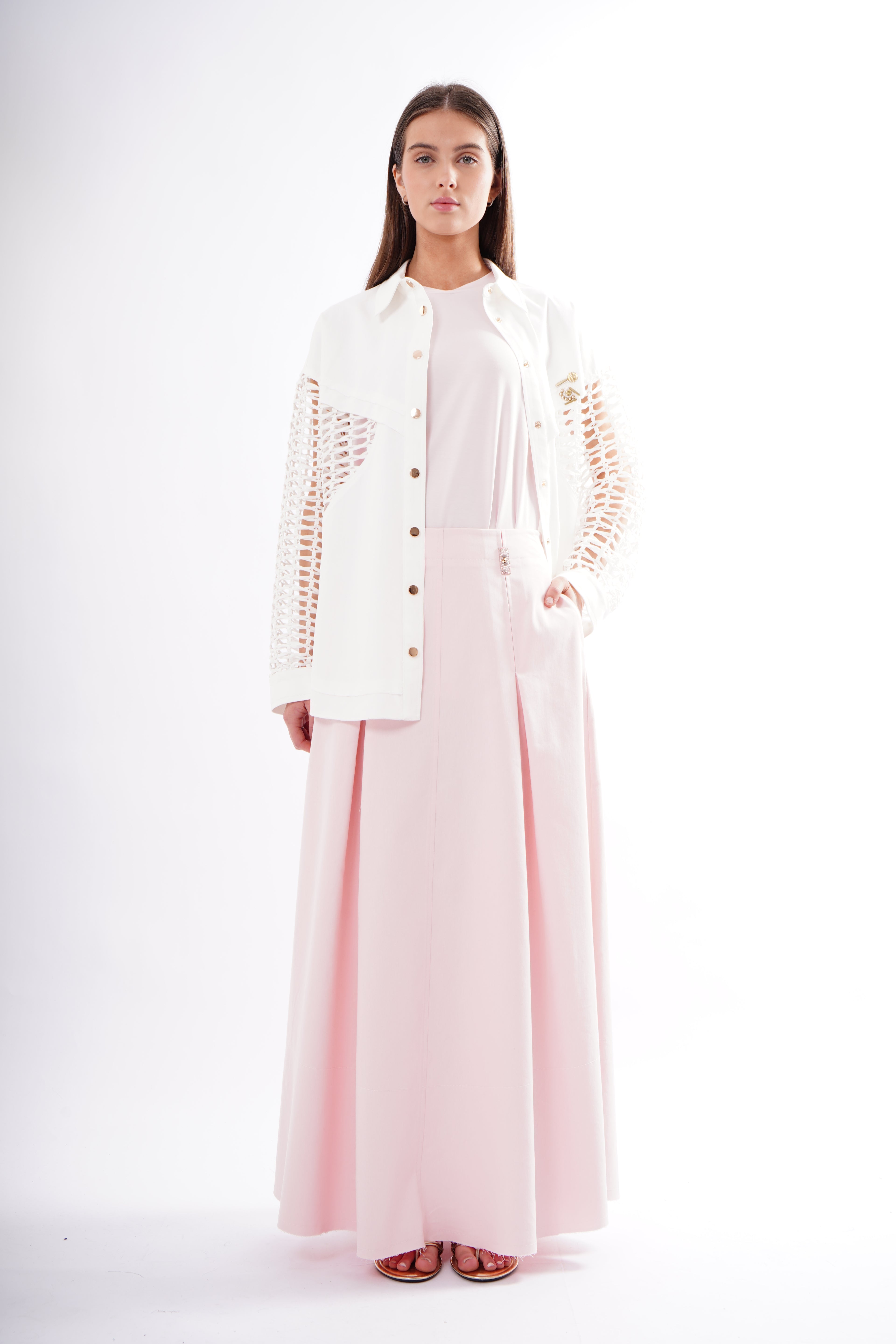 Woven Sleeve Shacket